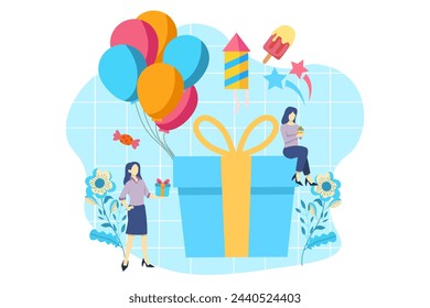 Birthday Party Flat Design Illustration