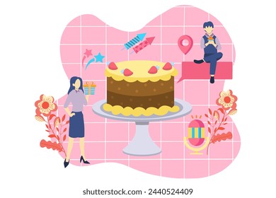 Birthday Party Flat Design Illustration
