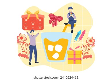 Birthday Party Flat Design Illustration