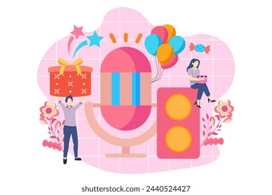 Birthday Party Flat Design Illustration