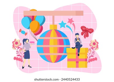 Birthday Party Flat Design Illustration