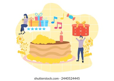 Birthday Party Flat Design Illustration