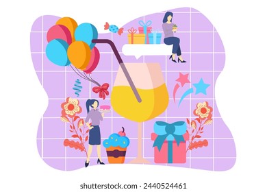 Birthday Party Flat Design Illustration