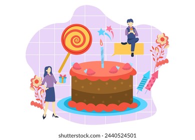 Birthday Party Flat Design Illustration