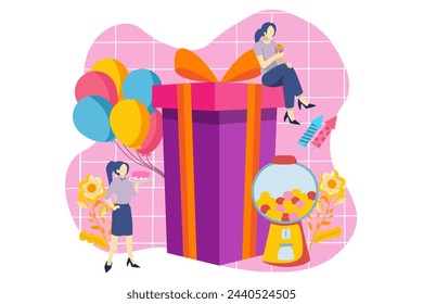 Birthday Party Flat Design Illustration