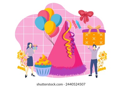 Birthday Party Flat Design Illustration