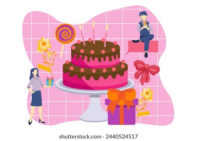Birthday Party Flat Design Illustration