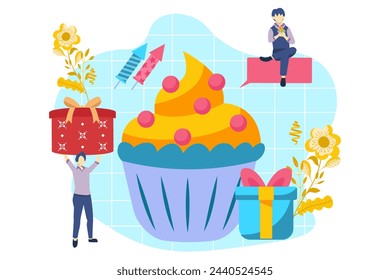 Birthday Party Flat Design Illustration
