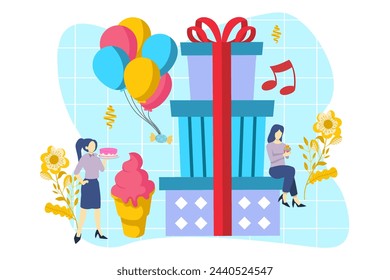 Birthday Party Flat Design Illustration
