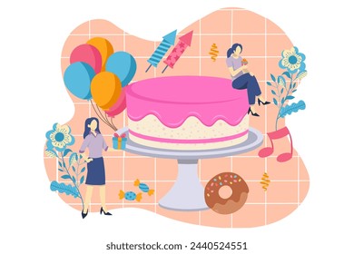 Birthday Party Flat Design Illustration