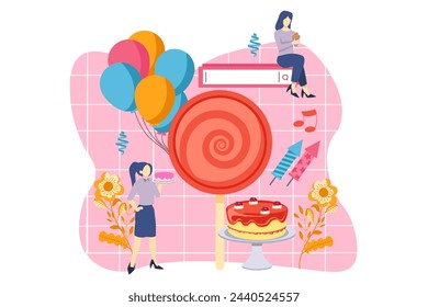 Birthday Party Flat Design Illustration