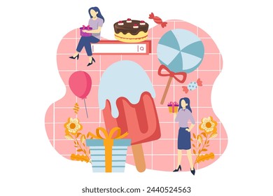 Birthday Party Flat Design Illustration