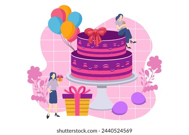 Birthday Party Flat Design Illustration