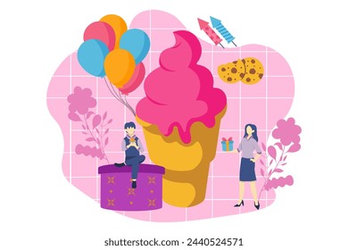 Birthday Party Flat Design Illustration