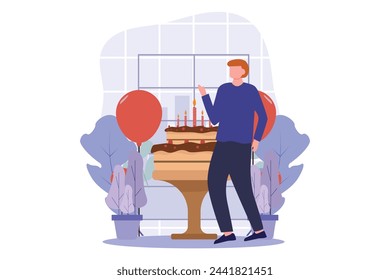 Birthday Party Flat Design Illustration