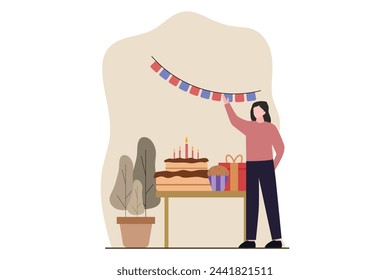 Birthday Party Flat Design Illustration