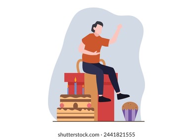 Birthday Party Flat Design Illustration