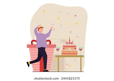 Birthday Party Flat Design Illustration
