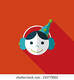 Birthday party flat icon with long shadow,eps10