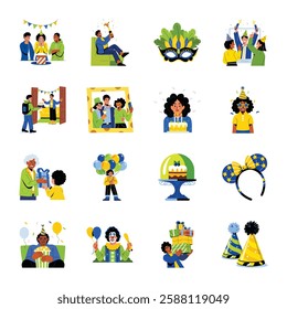 Birthday Party Flat Illustration Collection

