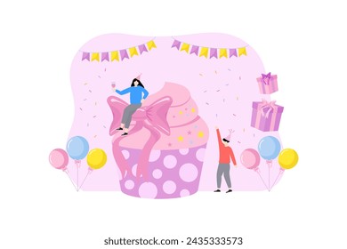 Birthday Party Flat Illustration Design