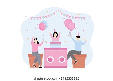 Birthday Party Flat Illustration Design