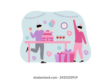 Birthday Party Flat Illustration Design