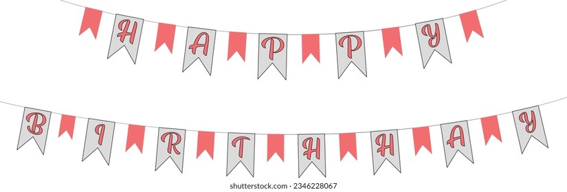 Birthday party garland or carnival festive bunting decor hanging in rope string festoon,Happy birthday decor