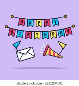Birthday party with gift vector icon isolated illustration