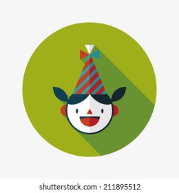 Birthday party girl flat icon with long shadow,eps10