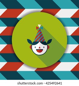 Birthday party girl flat icon with long shadow,eps10