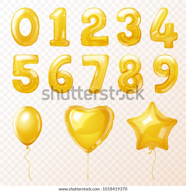 Image Vectorielle De Stock De Ballons D Helium Dore D Anniversaire En Forme