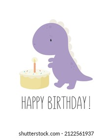 Birthday Party, Greeting Card, Party Invitation. Kids illustration with Cute Dinosaur. Vector illustration in cartoon style.