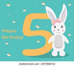 Birthday party, Happy birthday 5 year old, Cute little rabbit