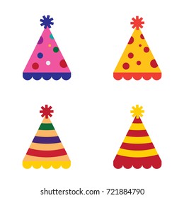 Birthday party hat celebration vector icon set color