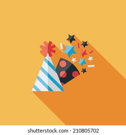 Birthday Party Hat Flat Icon With Long Shadow,eps10