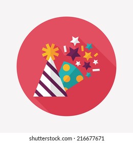 Birthday Party Hat Flat Icon With Long Shadow,eps10