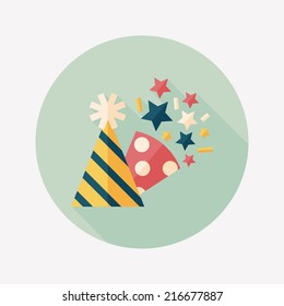 birthday party hat flat icon with long shadow,eps10