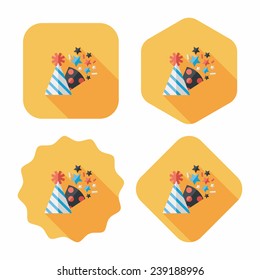 birthday party hat flat icon with long shadow, eps10