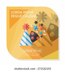birthday party hat flat icon with long shadow,eps10