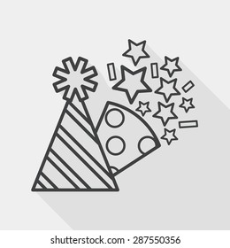 birthday party hat flat icon with long shadow, line icon