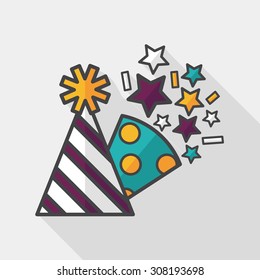 birthday party hat flat icon with long shadow,eps10