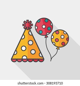 Birthday Party Hat Flat Icon With Long Shadow,eps10