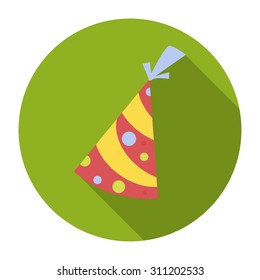Birthday Party Hat Flat Icon With Long Shadow