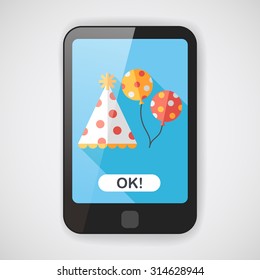 birthday party hat flat icon with long shadow, eps10