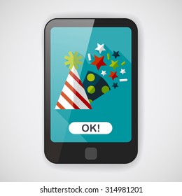 birthday party hat flat icon with long shadow,eps10