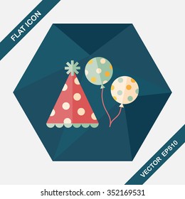 birthday party hat flat icon with long shadow,eps10