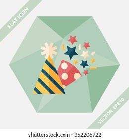birthday party hat flat icon with long shadow,eps10