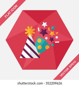 birthday party hat flat icon with long shadow,eps10