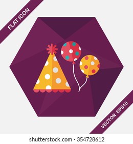 birthday party hat flat icon with long shadow,eps10